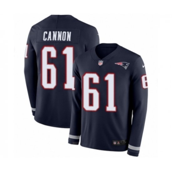 Youth Nike New England Patriots 61 Marcus Cannon Limited Navy Blue Therma Long Sleeve NFL Jersey