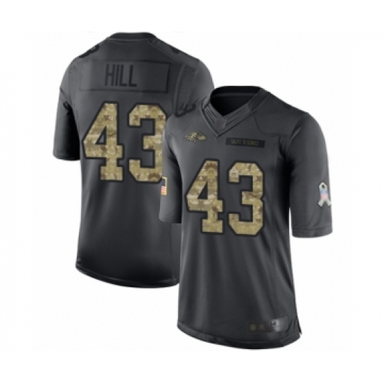 Youth Baltimore Ravens 43 Justice Hill Limited Black 2016 Salute to Service Football Jersey