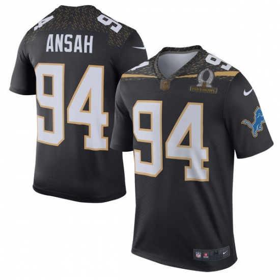 Men's Nike Detroit Lions 94 Ziggy Ansah Elite Black Team Irvin 2016 Pro Bowl NFL Jersey