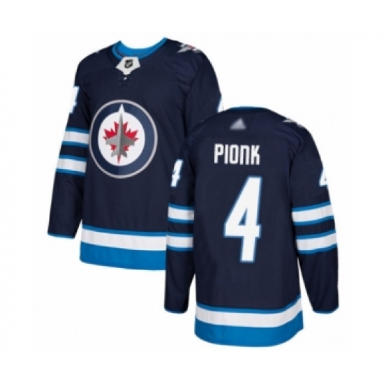 Men's Winnipeg Jets 4 Neal Pionk Authentic Navy Blue Home Hockey Jersey