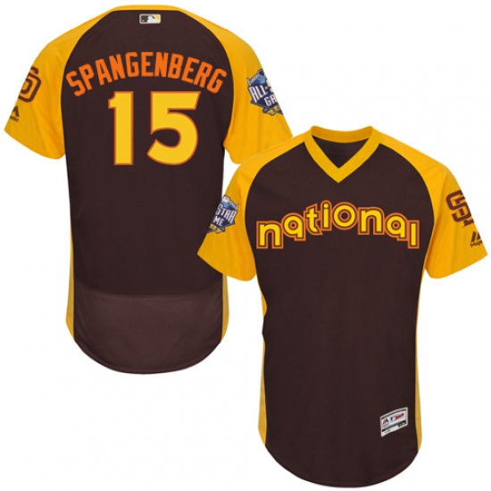 Men's Majestic San Diego Padres 15 Cory Spangenberg Brown 2016 All-Star National League BP Authentic Collection Flex Base MLB Jersey