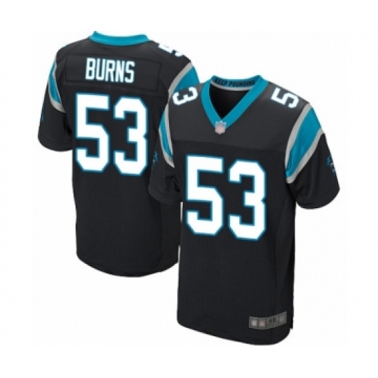 Men's Carolina Panthers 53 Brian Burns Elite Black Team Color Football Jersey