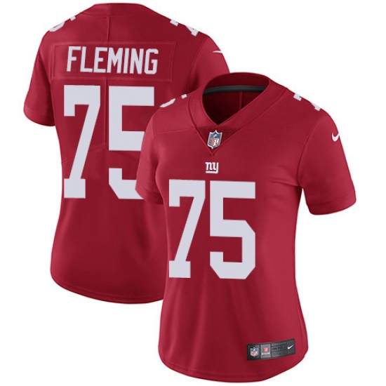 Women's New York Giants 75 Cameron Fleming Red Alternate Stitched Vapor Untouchable Limited Jersey