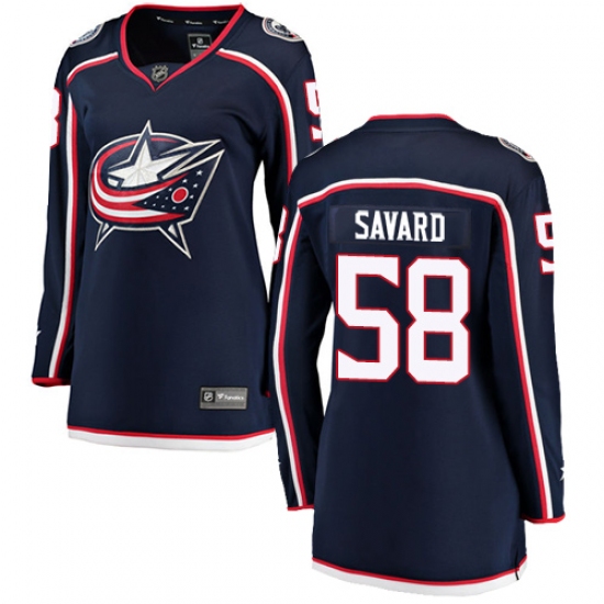 Women's Columbus Blue Jackets 58 David Savard Fanatics Branded Navy Blue Home Breakaway NHL Jersey