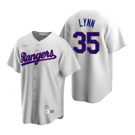 Men's Nike Texas Rangers 35 Lance Lynn White Cooperstown Collection Home Stitched Baseball Jersey