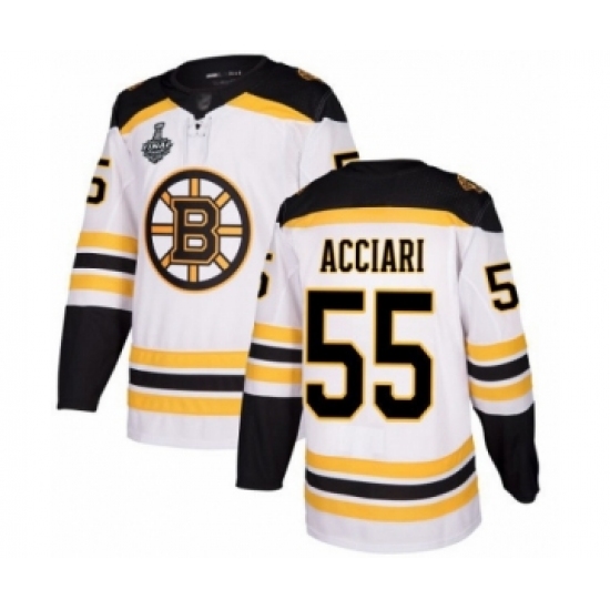 Men's Boston Bruins 55 Noel Acciari Authentic White Away 2019 Stanley Cup Final Bound Hockey Jersey