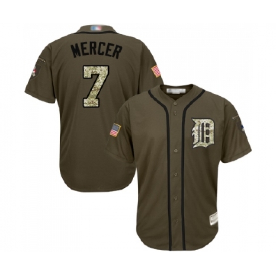 Men's Detroit Tigers 7 Jordy Mercer Authentic Green Salute to Service Baseball Jersey