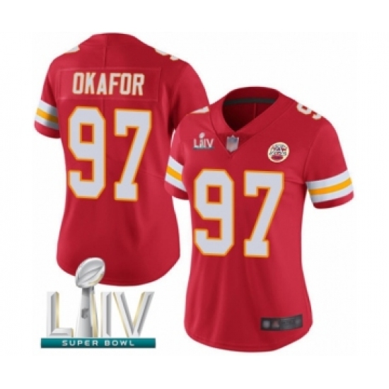 Women's Kansas City Chiefs 97 Alex Okafor Red Team Color Vapor Untouchable Limited Player Super Bowl LIV Bound Football Jersey