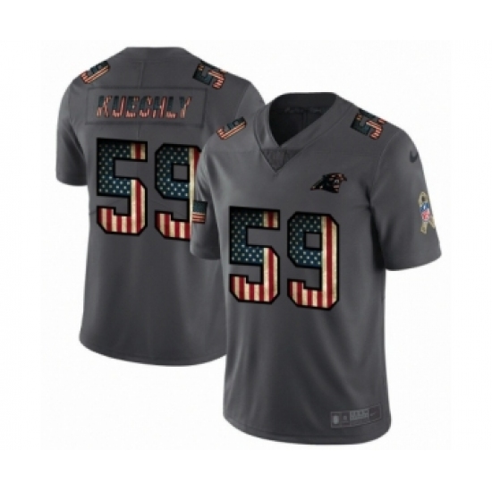 Men's Carolina Panthers 59 Luke Kuechly Limited Black USA Flag 2019 Salute To Service Football Jersey