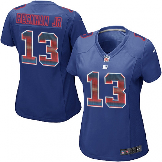 Women's Nike New York Giants 13 Odell Beckham Jr Limited Royal Blue Strobe NFL Jersey