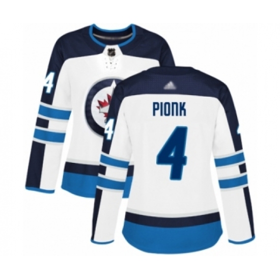 Women's Winnipeg Jets 4 Neal Pionk Authentic White Away Hockey Jersey