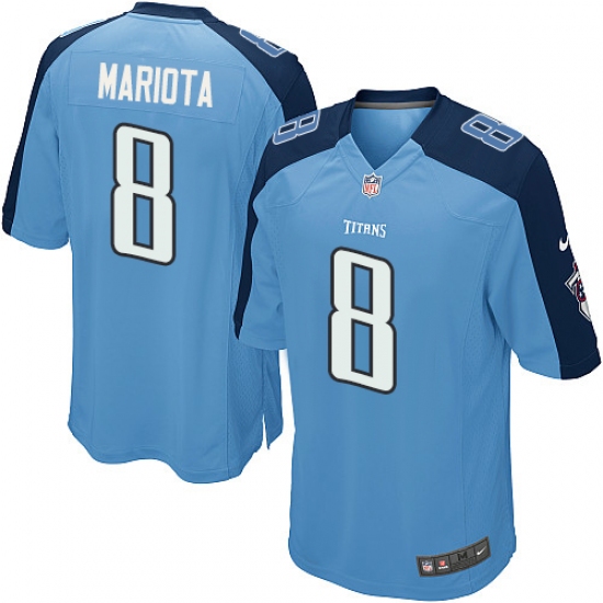 Men's Nike Tennessee Titans 8 Marcus Mariota Game Light Blue Team Color NFL Jersey