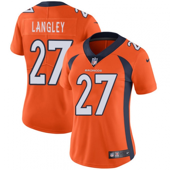 Women's Nike Denver Broncos 27 Brendan Langley Orange Team Color Vapor Untouchable Limited Player NFL Jersey