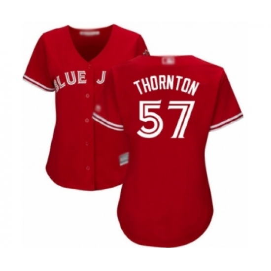 Women's Toronto Blue Jays 57 Trent Thornton Authentic Scarlet Alternate Baseball Player Jersey