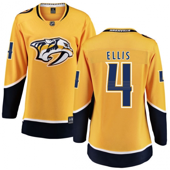 Women's Nashville Predators 4 Ryan Ellis Fanatics Branded Gold Home Breakaway NHL Jersey