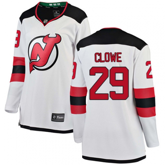 Women's New Jersey Devils 29 Ryane Clowe Fanatics Branded White Away Breakaway NHL Jersey