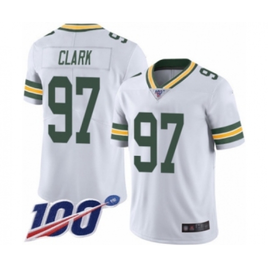 Men's Green Bay Packers 97 Kenny Clark White Vapor Untouchable Limited Player 100th Season Football Jersey