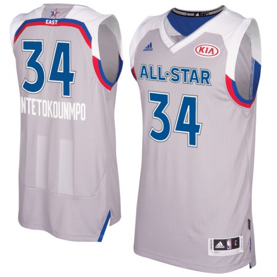 Men's Adidas Milwaukee Bucks 34 Giannis Antetokounmpo Swingman Gray 2017 All Star NBA Jersey