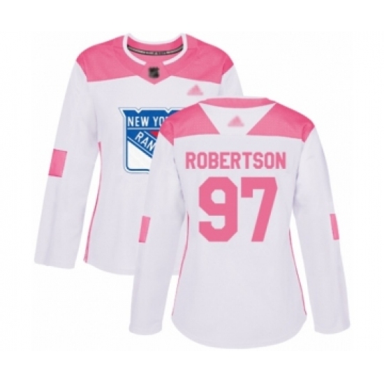 Women's New York Rangers 97 Matthew Robertson Authentic White Pink Fashion Hockey Jersey