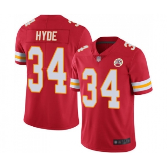 Men's Kansas City Chiefs 34 Carlos Hyde Red Team Color Vapor Untouchable Limited Player Football Jersey