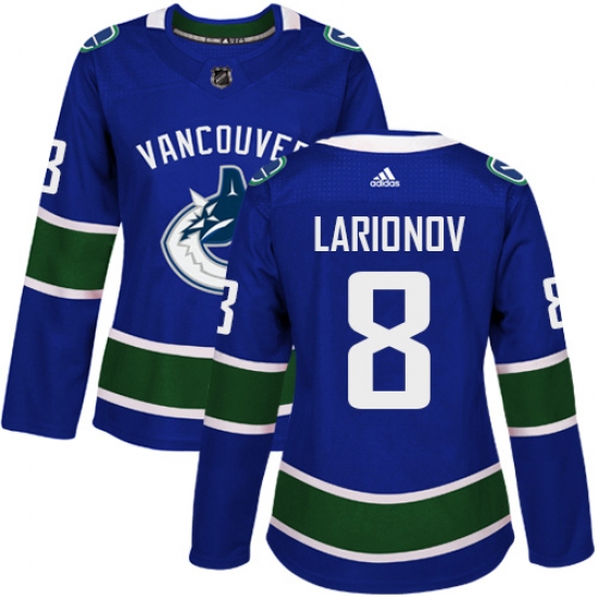 Women's Adidas Vancouver Canucks 8 Igor Larionov Premier Blue Home NHL Jersey