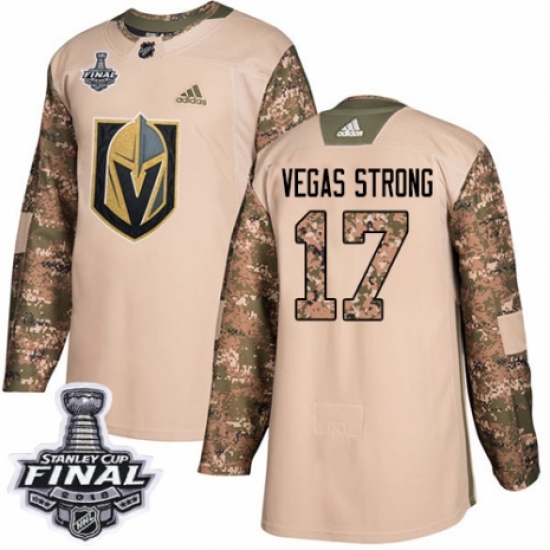 Youth Adidas Vegas Golden Knights 17 Vegas Strong Authentic Camo Veterans Day Practice 2018 Stanley Cup Final NHL Jersey