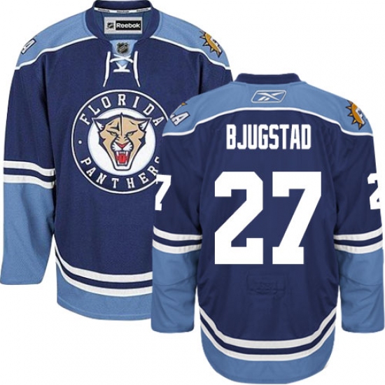 Men's Reebok Florida Panthers 27 Nick Bjugstad Authentic Navy Blue Third NHL Jersey