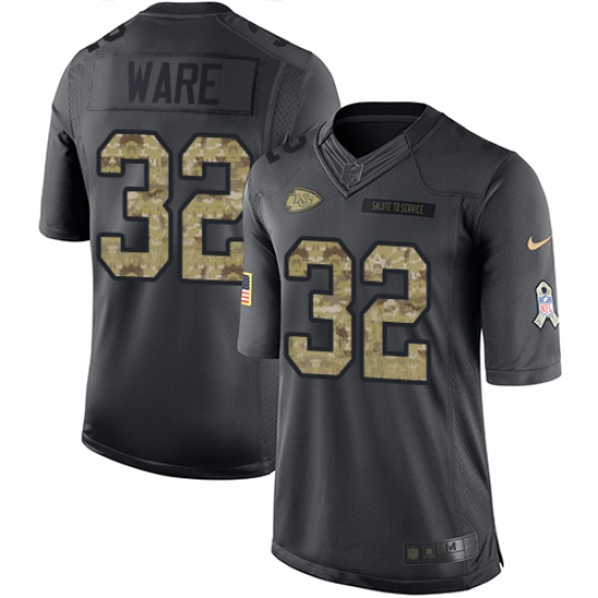 Youth Nike Kansas City Chiefs 32 Spencer Ware Limited Black 2016 Salute to Service NFL Jersey