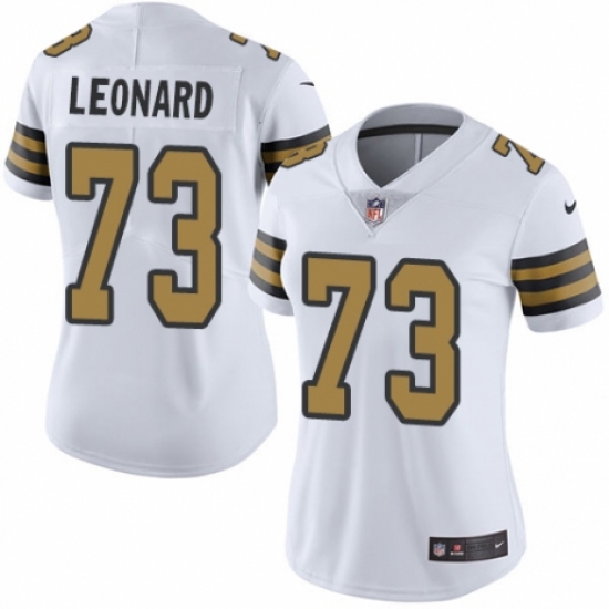 Women's Nike New Orleans Saints 73 Rick Leonard Limited White Rush Vapor Untouchable NFL Jersey