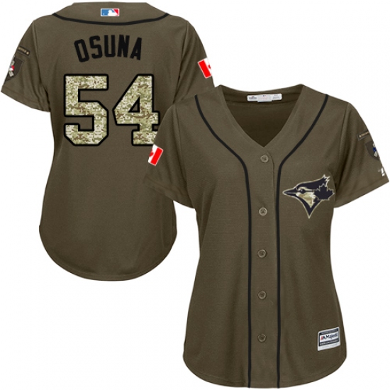 Women's Majestic Toronto Blue Jays 54 Roberto Osuna Authentic Green Salute to Service MLB Jersey