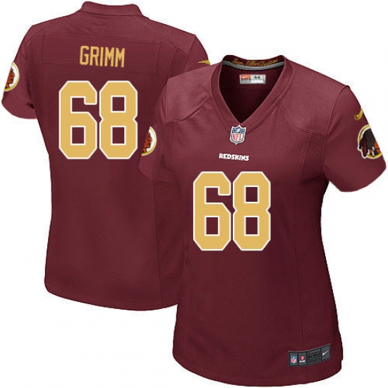 Women's Nike Washington Redskins 68 Russ Grimm Game Burgundy Red/Gold Number Alternate 80TH Anniversary NFL Jersey