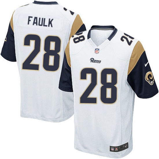 Men's Nike Los Angeles Rams 28 Marshall Faulk Game White NFL Jersey