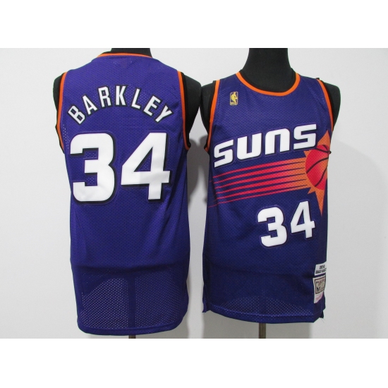 Men's Phoenix Suns 34 Charles Barkley Authentic Purple Throwback Jersey