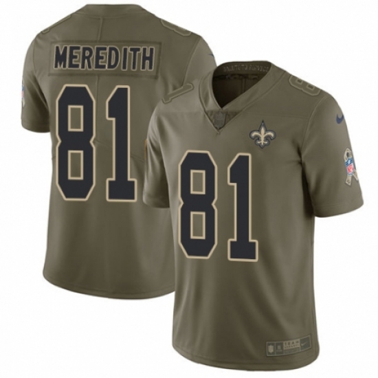 Youth Nike New Orleans Saints 81 Cameron Meredith Limited Olive 2017 Salute to Service NFL Jersey