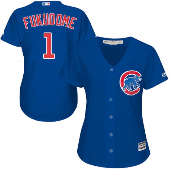 Women's Majestic Chicago Cubs 1 Kosuke Fukudome Replica Royal Blue Alternate MLB Jersey