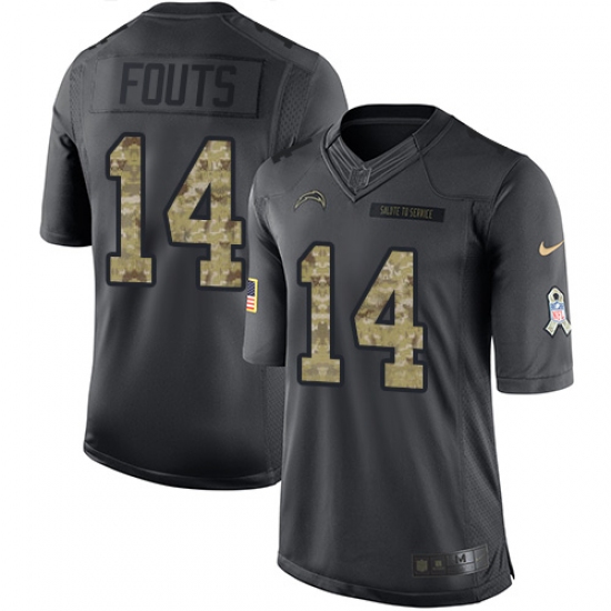 Youth Nike Los Angeles Chargers 14 Dan Fouts Limited Black 2016 Salute to Service NFL Jersey