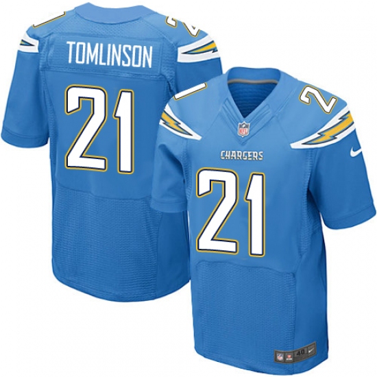 Men's Nike Los Angeles Chargers 21 LaDainian Tomlinson Elite Electric Blue Alternate NFL Jersey