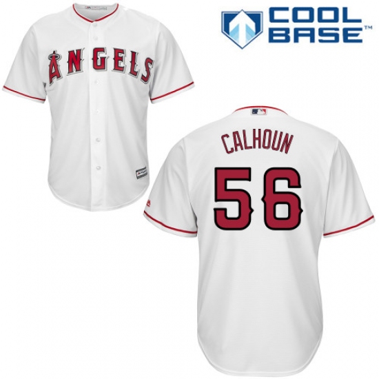 Youth Majestic Los Angeles Angels of Anaheim 56 Kole Calhoun Authentic White Home Cool Base MLB Jersey