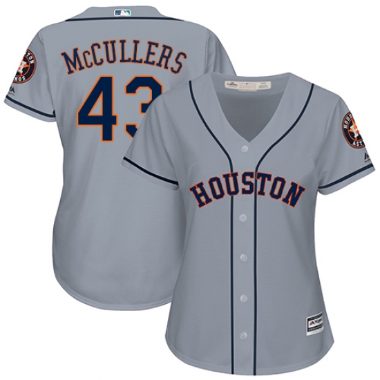 Women's Majestic Houston Astros 43 Lance McCullers Authentic Grey Road Cool Base MLB Jersey