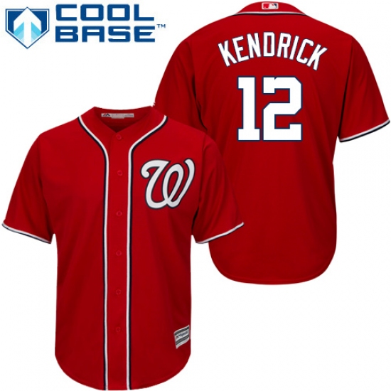 Youth Majestic Washington Nationals 12 Howie Kendrick Authentic Red Alternate 1 Cool Base MLB Jersey