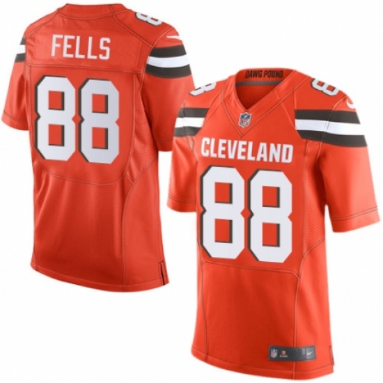 Men's Nike Cleveland Browns 88 Darren Fells Elite Orange Alternate NFL Jersey