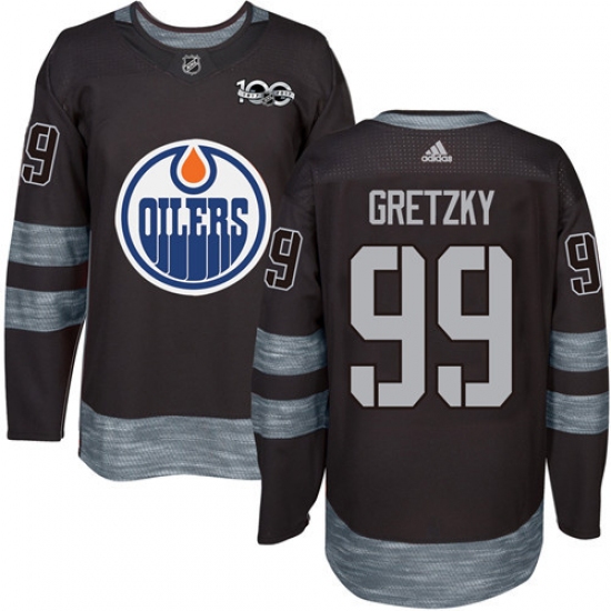 Men's Adidas Edmonton Oilers 99 Wayne Gretzky Authentic Black 1917-2017 100th Anniversary NHL Jersey