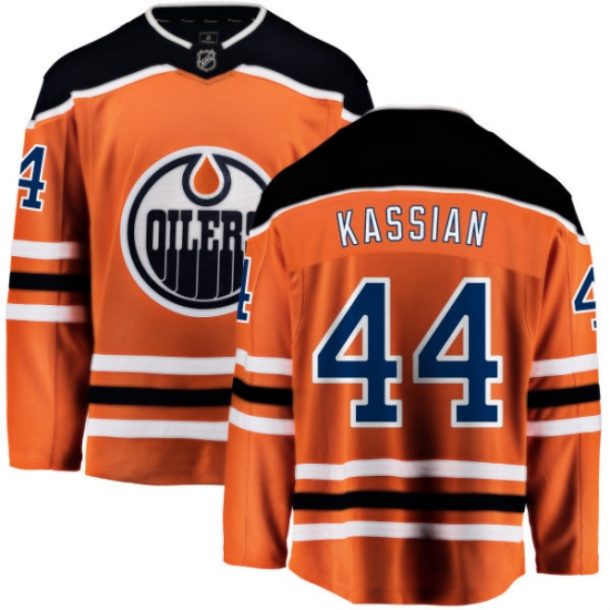 Youth Edmonton Oilers 44 Zack Kassian Authentic Orange Home Fanatics Branded Breakaway NHL Jersey