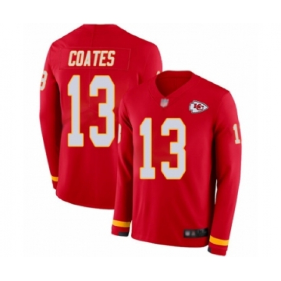 Youth Kansas City Chiefs 13 Sammie Coates Limited Red Therma Long Sleeve Football Jersey