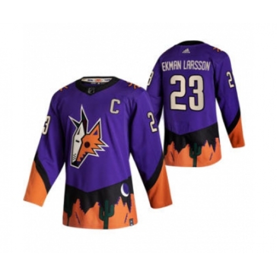 Men's Arizona Coyotes 23 Oliver Ekman-Larsson Purple 2020-21 Reverse Retro Alternate Hockey Jersey