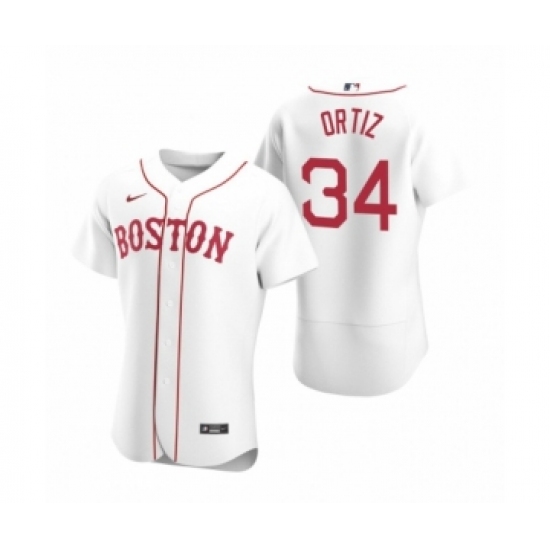 Men's Boston Red Sox 34 David Ortiz Nike White Authentic 2020 Alternate Jersey