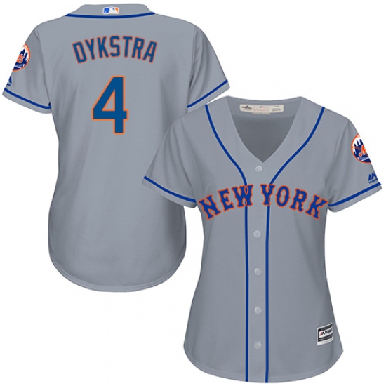 Women's Majestic New York Mets 4 Lenny Dykstra Authentic Grey Road Cool Base MLB Jersey