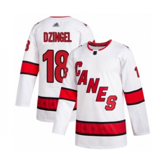 Men's Carolina Hurricanes 18 Ryan Dzingel Authentic White Away Hockey Jersey