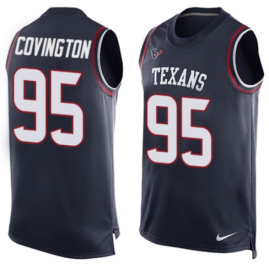 Men's Nike Houston Texans 95 Christian Covington Limited Navy Blue Player Name & Number Tank Top NFL Jersey