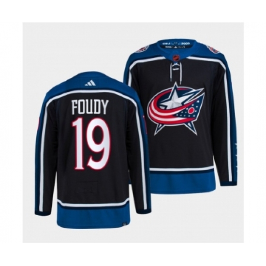 Men's Columbus Blue Jackets 19 Liam Foudy Navy 2022 Reverse Retro Stitched Jersey